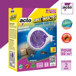 Lampe led UV, GRILL’INSECTES, protège jusqu'à 20 m²