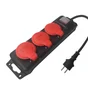Multiprise Filaire, 3 Prises Noir / Rouge, 2M, Lexman