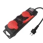Multiprise Filaire, 3 Prises Noir / Rouge, 2M, Lexman