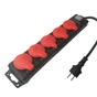 Multiprise Filaire, 5 Prises Rouge / Noir, 2M, Lexman