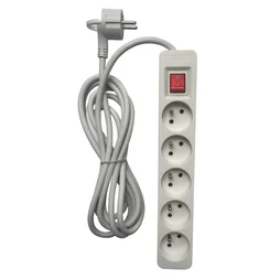 Multiprise filaire, 5 prises blanc, 3M, LEXMAN