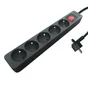 Multiprise filaire avec interrupteur, 5 prises noir, 1.5M, LEXMAN