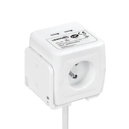 Bloc multiprise cube usb filaire, 4 prises blanc, 1.5m , LEXMAN