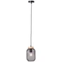 Suspension 1xE27 max 40W métal noir et bois BRILLIANT Giada D.16 cm