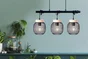 Suspension 3xE27 max 60W métal noir et bois BRILLIANT Giada