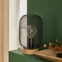 Lampe, E27 max 40W industriel métal noir / bois, BRILLIANT E27 Ht.26,5 cm Giada
