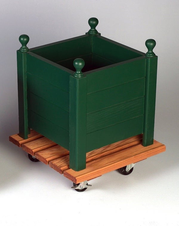 Support Pot Avec Roulette Carré Bois, H.10 X L.40 Cm