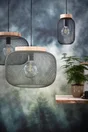 Suspension Giada E27 diam 39cm, métal noir / bois, BRILLIANT