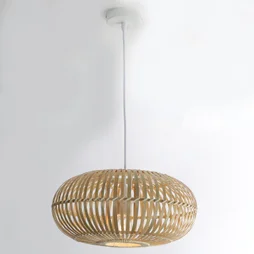 Suspension 1x e27 bambou naturel LUSSIOL Manille D.40 cm