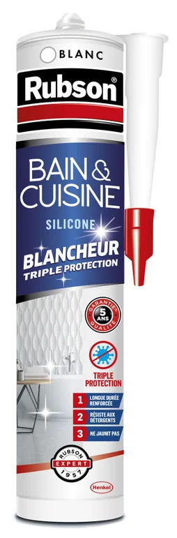Mastic silicone cuisine/bain blanc RUBSON blancheur cartouche 280 ml