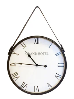 Horloge acier Barbier grand hôtel noir Diam.41 cm