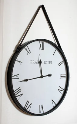 Horloge acier Barbier grand hôtel noir Diam.60 cm