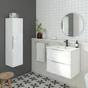 Meuble de salle de bains simple vasque l.60 x H.53 x P.45 cm, blanc, Essential