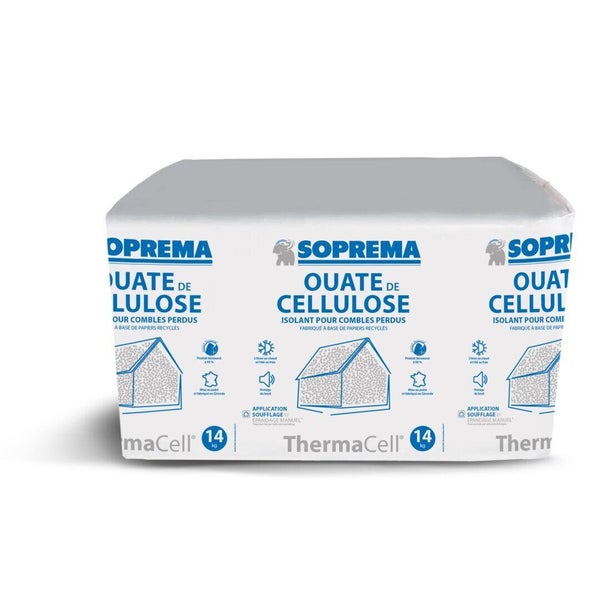 Ouate Cellulose À Épandre Ou À Souffler Thermacell, 14Kg, R Selon L'Épaisseur