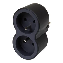 Biplite Murale Compact, 2 Prises Noir Legrand
