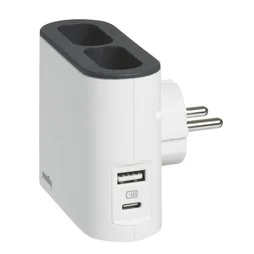 Multiprise Usb Mini Compact, 2 Prises Blanc / Noir Legrand
