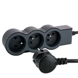 Multiprise Filaire Compact, 3 Prises Noir Legrand
