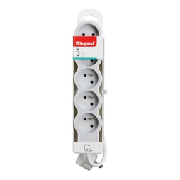 Multiprise Filaire Avec Prise Rotative, 5 Prises Blanc Legrand