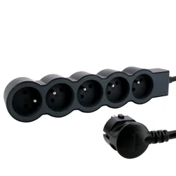 Multiprise Filaire Compact, 5 Prises Noir Legrand, 3M