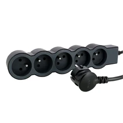 Multiprise Filaire Compact, 5 Prises Noir Legrand, 1,5M