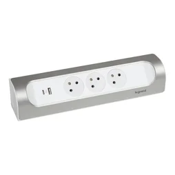 Multiprise angle 3 prises + usb blanc