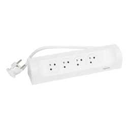 Multiprise Filaire Compact, 4 Prises Blanc Legrand
