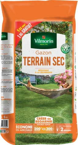 Gazon rustique VILMORIN Sac 5kg dont 1 gratuit 200 m²