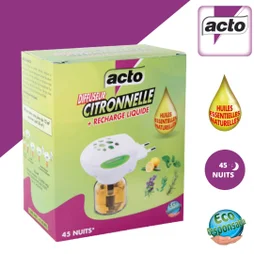 Diffuseur électrique avec recharge liquide citronnelle, ACTO