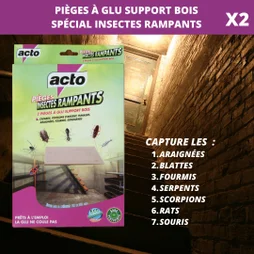 Lot de 2 pièges à glu support bois, spécial insectes rampants, sans pesticides