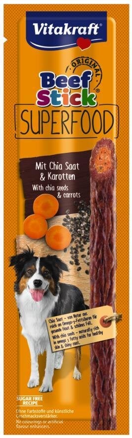 Friandise chien beef stick superfood carot/graine chia 25g , VITAKRAFT