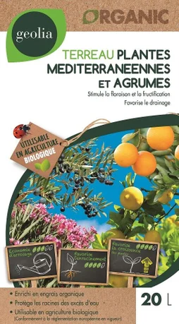 Terreau plantes méditerranéennes GEOLIA, 20 litres