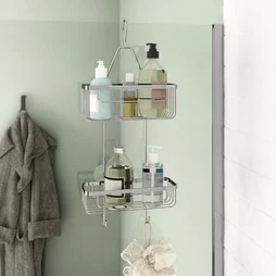 Etagère de bain / douche a suspendre à 2 niveaux en acier Essential, SENSEA, H.55.4 X l.9 X P.9 cm chromé