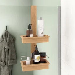 Étagère de bain et douche double a suspendre, bambou, Wellness