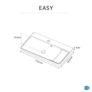 Plan vasque simple Easy Céramique blanc Brillant l.71.4 x P.42.4 cm