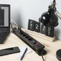 Multiprise USB parafoudre, 5 prises + 2 USB-A noir, 3680 W, LEXMAN