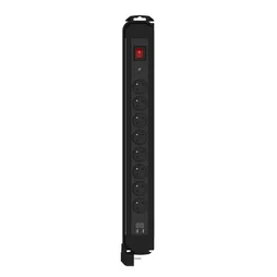 Multiprise USB parafoudre, 8 prises + 2 USB-A noir, 3680 W, LEXMAN