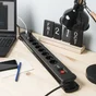 Multiprise USB parafoudre, 8 prises + 2 USB-A noir, 3680 W, LEXMAN