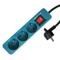 Multiprise Filaire, 3 Prises Bleu,1.5M, Lexman