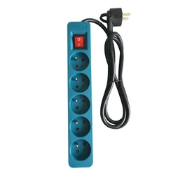 Multiprise Filaire, 5 Prises Bleu, 1.5M, Lexman