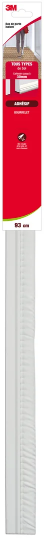 Bas De Porte Adhésif Sol Très Irregulier Classique 3M, L.93 Cm Blanc