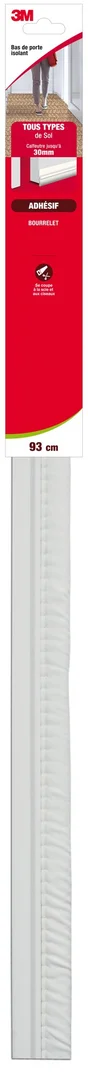 Bas De Porte Adhésif Sol Très Irregulier Classique 3M, L.93 Cm Blanc
