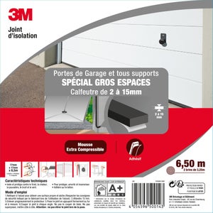 Joint de porte de garage gros espaces 3M 2 à 15 mm, L.6.5 m gris