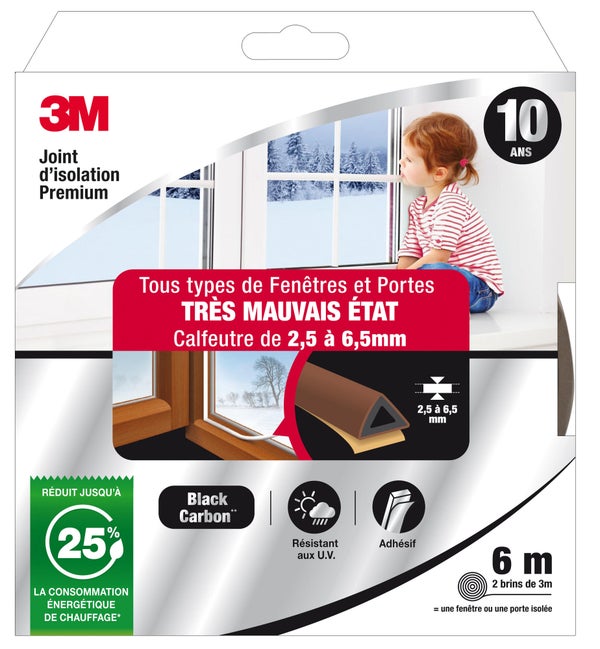 Joint De Porte Et Fenêtre Très Mauvais Etat Premium 3M 2,5 À 6,5 Mm X 6M Marron