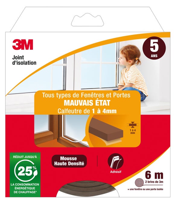 Joint De Porte Et Fenêtre Universel Joint Mauvais Etat 3M 1 À 4 Mm X 6 M Marron