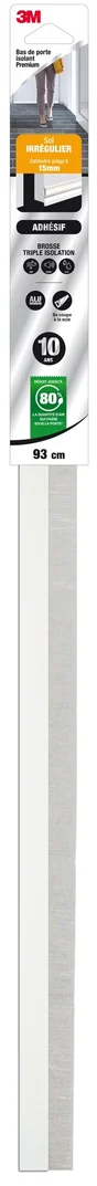 Bas De Porte Adhésif Sol Irregulier Premium 3M, L.93 Cm Blanc