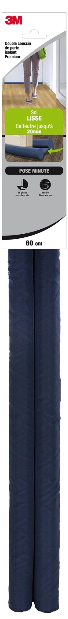 Bas de porte à glisser textile (bourrelet) Premium roll 3M, L.80 cm bleu