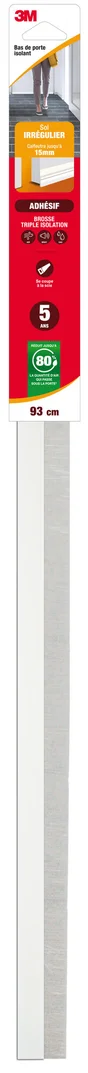 Bas De Porte Adhésif Sol Irregulier Classique 3M, L.93 Cm Blanc