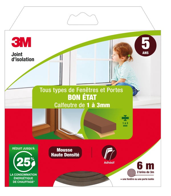 Joint De Porte Et Fenêtre Universel Joint Bon Etat 3M 1 À 3 Mm X 6 M Marron