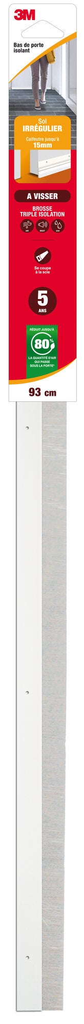 Bas De Porte À Visser Sol Irrégulier Classique 3M, L.93 Cm Blanc