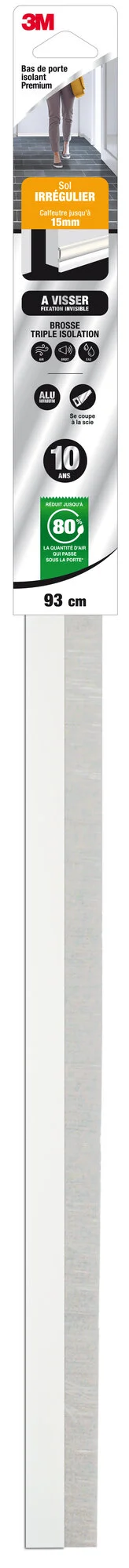 Bas De Porte À Visser Sol Irrégulier Premium 3M, L.93 Cm Blanc